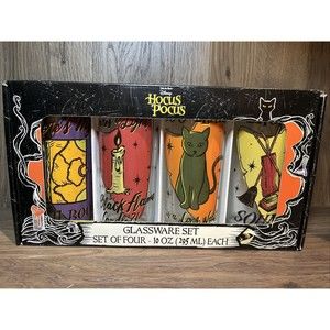 DISNEY HOCUS POCUS Glassware Set of 4 Tumbler Drinking Glasses 10 oz